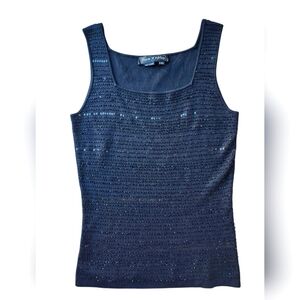 FLORA ASHLEY black sequin tank top, size S